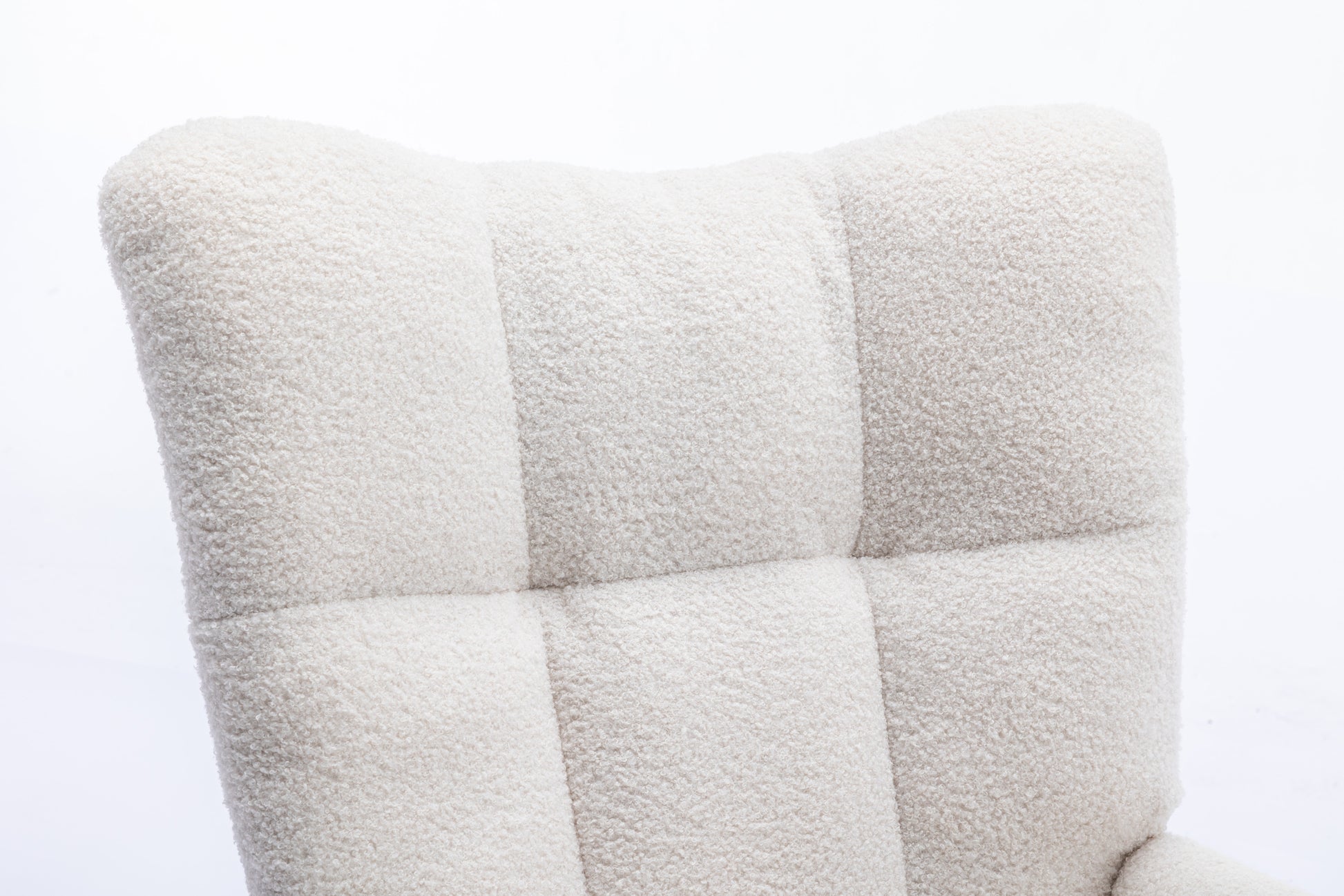 Rocking Chair With Pocket, Soft Teddy Fabric Rocking Chair For Nursery, Comfy Wingback Glider Rocker With Safe Solid Wood Base For Living Room Bedroom Balcony White White Casual Foam Teddy