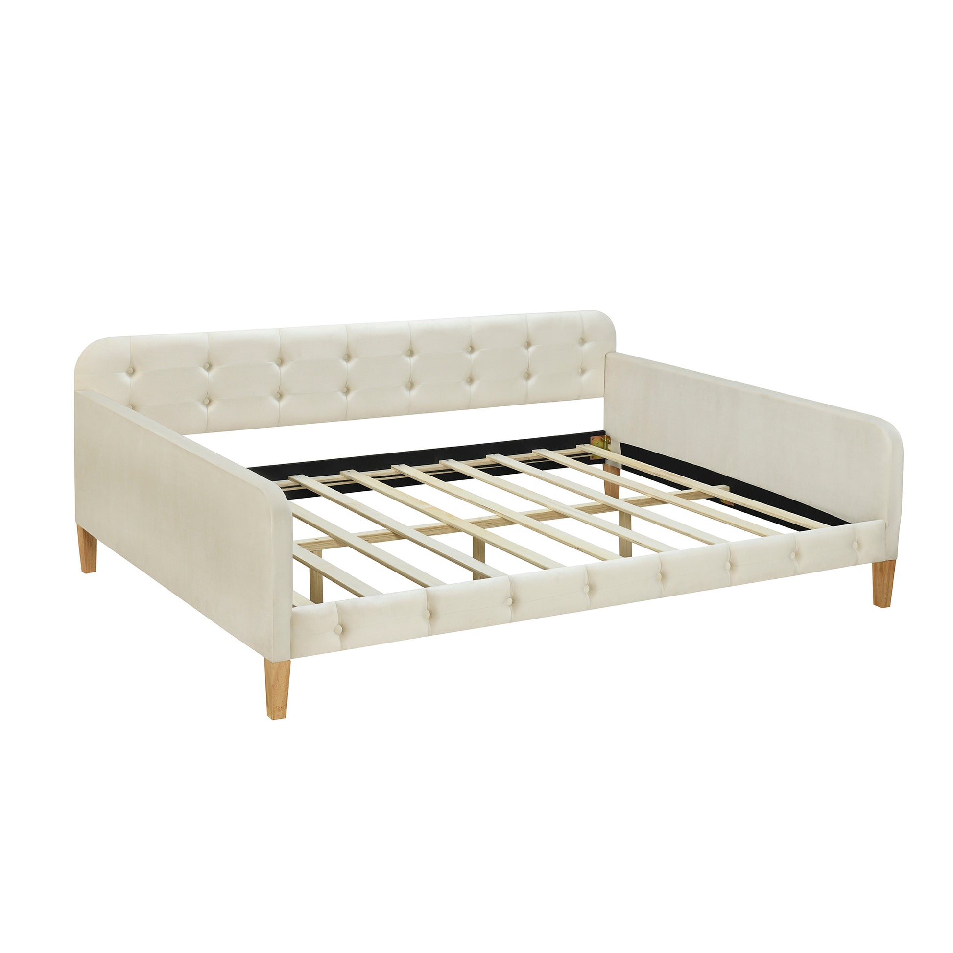 Full Size Upholstered Daybed With 4 Support Legs,White Full White Upholstered