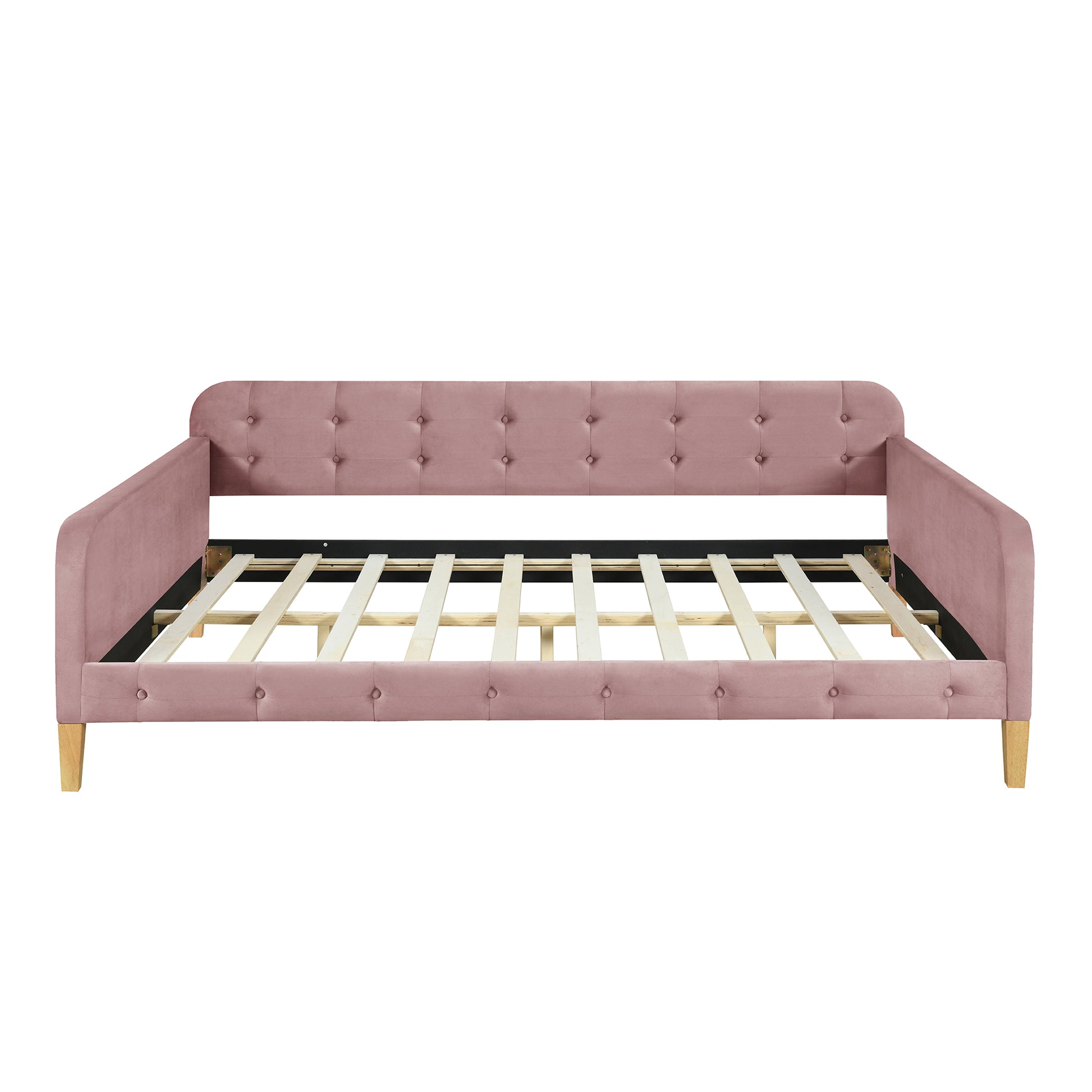 Full Size Upholstered Daybed With 4 Support Legs,Pink Full Pink Upholstered