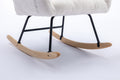 Rocking Chair With Pocket, Soft Teddy Fabric Rocking Chair For Nursery, Comfy Wingback Glider Rocker With Safe Solid Wood Base For Living Room Bedroom Balcony White White Casual Foam Teddy