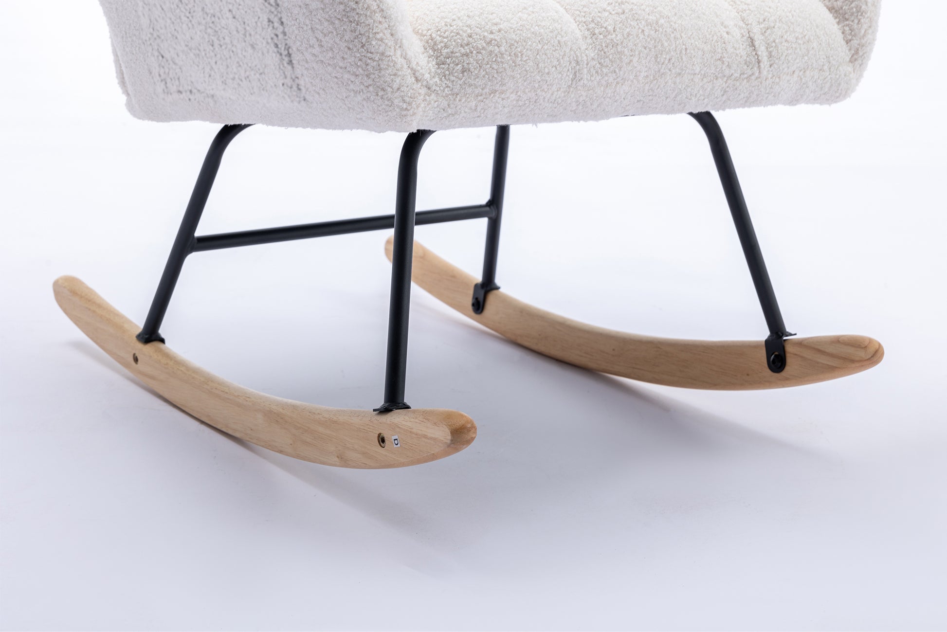 Rocking Chair With Pocket, Soft Teddy Fabric Rocking Chair For Nursery, Comfy Wingback Glider Rocker With Safe Solid Wood Base For Living Room Bedroom Balcony White White Casual Foam Teddy