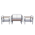 4 Piece Outdoor Sofa Set With Acacia Wood Top, Padded Patio Conversation Table Chair Set W Coffee Table For Garden, Backyard, Poolside Dark Grey Cushion Yes Complete Patio Set Dark Grey Rust Resistant Frame Mildew Resistant Cushion Garden & Outdoor