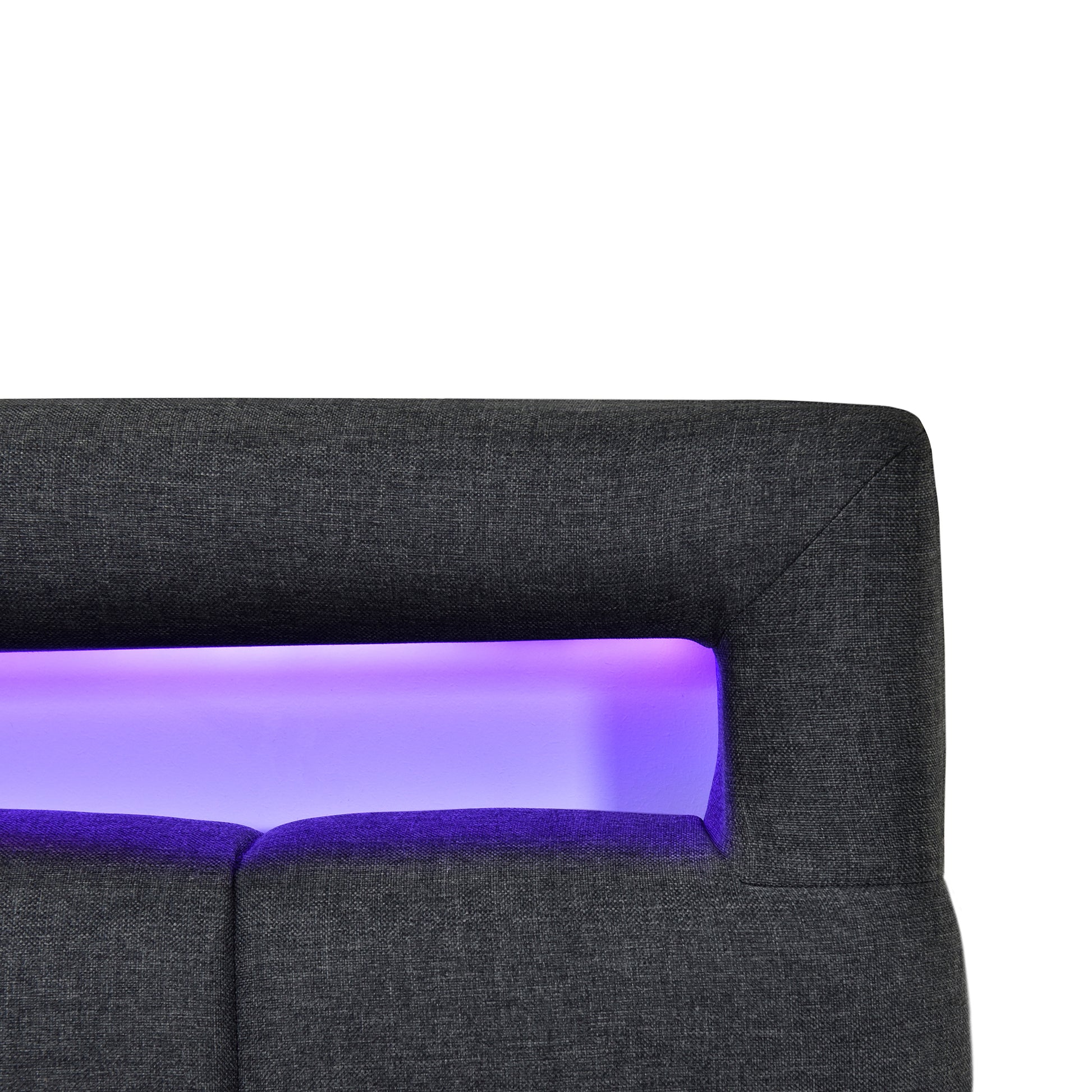 Queen Size Upholstered Platform Bed With Led Frame, With Twin Xl Size Trundle And 2 Drawers, Linen Fabric, Gray Gray Linen