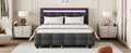 Queen Size Upholstered Platform Bed With Led Frame, With Twin Xl Size Trundle And 2 Drawers, Linen Fabric, Gray Gray Linen