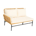 3 Pieces Outdoor Patio Wicker Furniture Sets Table And Chairs With 3.15 Inches Thick Cushion Outdoor Sofa Set Natural Yellow Wicker Creme Cushion Yes Complete Patio Set Light Yellow Rust Resistant Frame Mildew Resistant Cushion Garden & Outdoor Modern