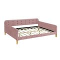 Full Size Upholstered Daybed With 4 Support Legs,Pink Full Pink Upholstered