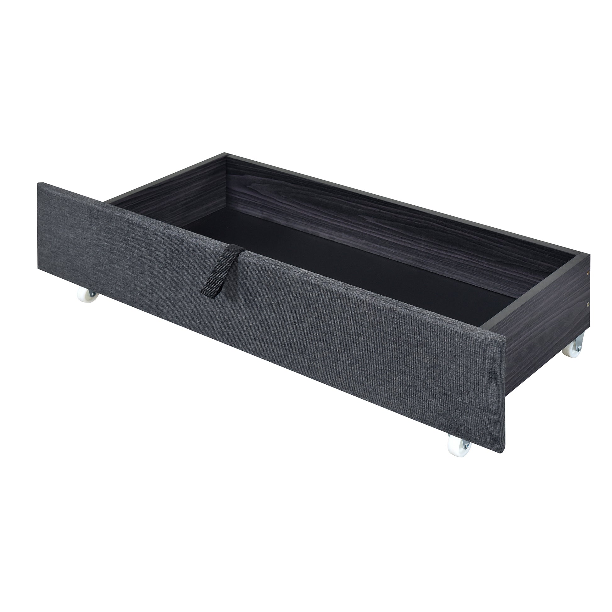 Twin Size Upholstered Platform Bed With Led Frame And 2 Drawers, Linen Fabric, Gray Gray Linen