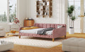 Full Size Upholstered Daybed With 4 Support Legs,Pink Full Pink Upholstered
