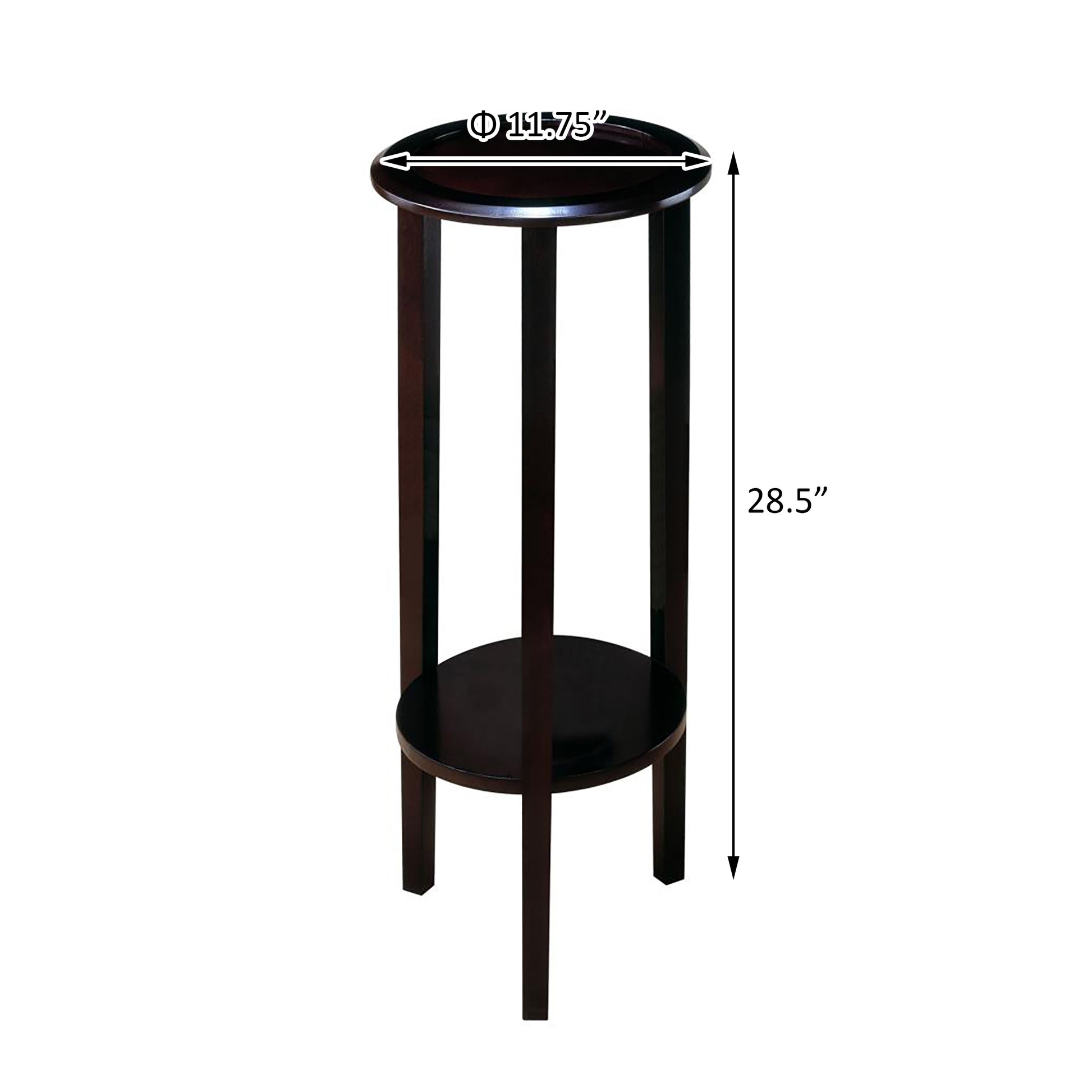 Espresso Round Accent Table Espresso Espresso Primary Living Space Transitional Rubberwood Round Shelves Coffee & End Tables Wood