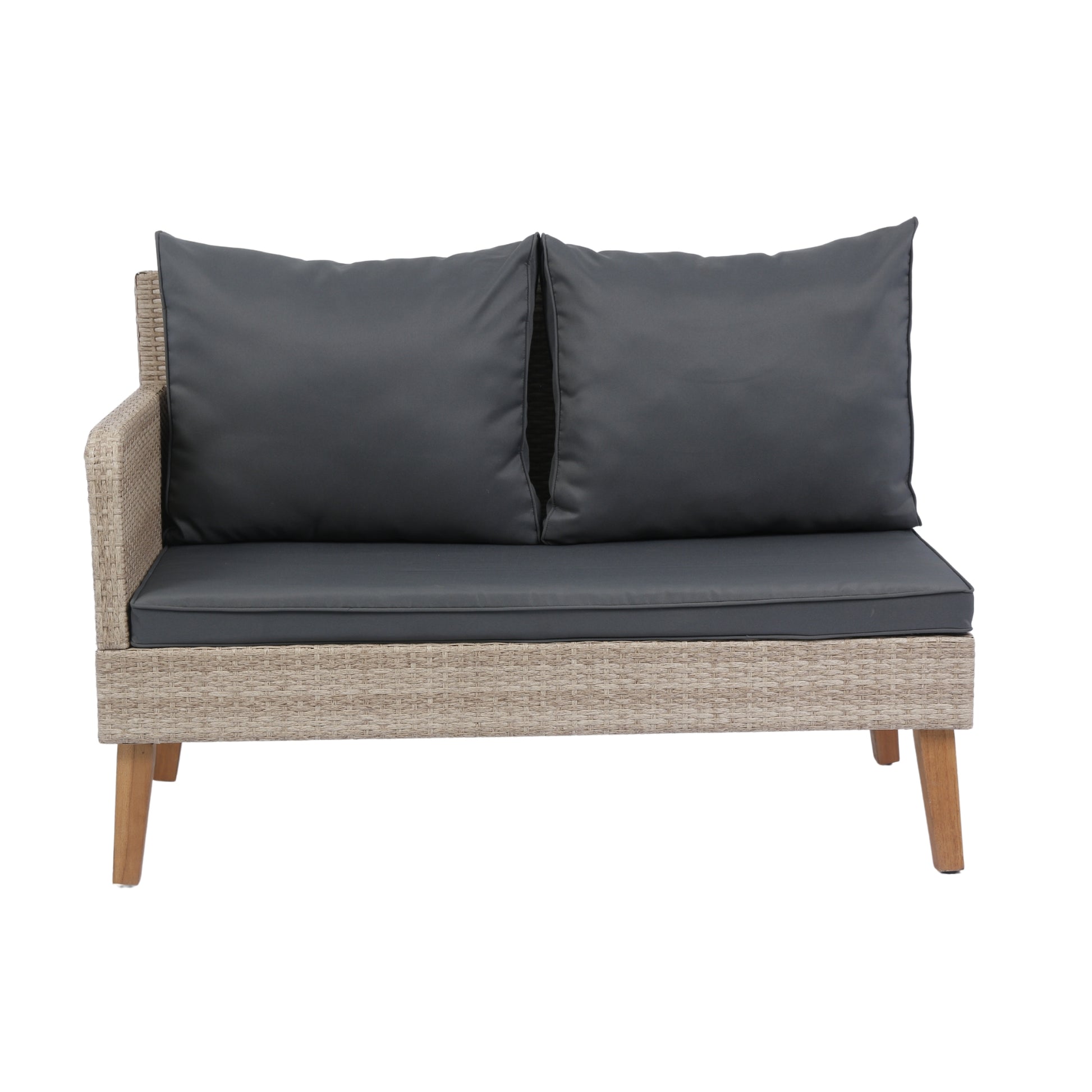 3 Piece Patio Sectional Wicker Rattan Outdoor Furniture Sofa Set Natural Yellow Wicker Dark Grey Cushion Yes Complete Patio Set Dark Grey Rust Resistant Frame Mildew Resistant Cushion Garden & Outdoor Modern Complete Patio Sets Fiber Foam Pads Pe Rattan