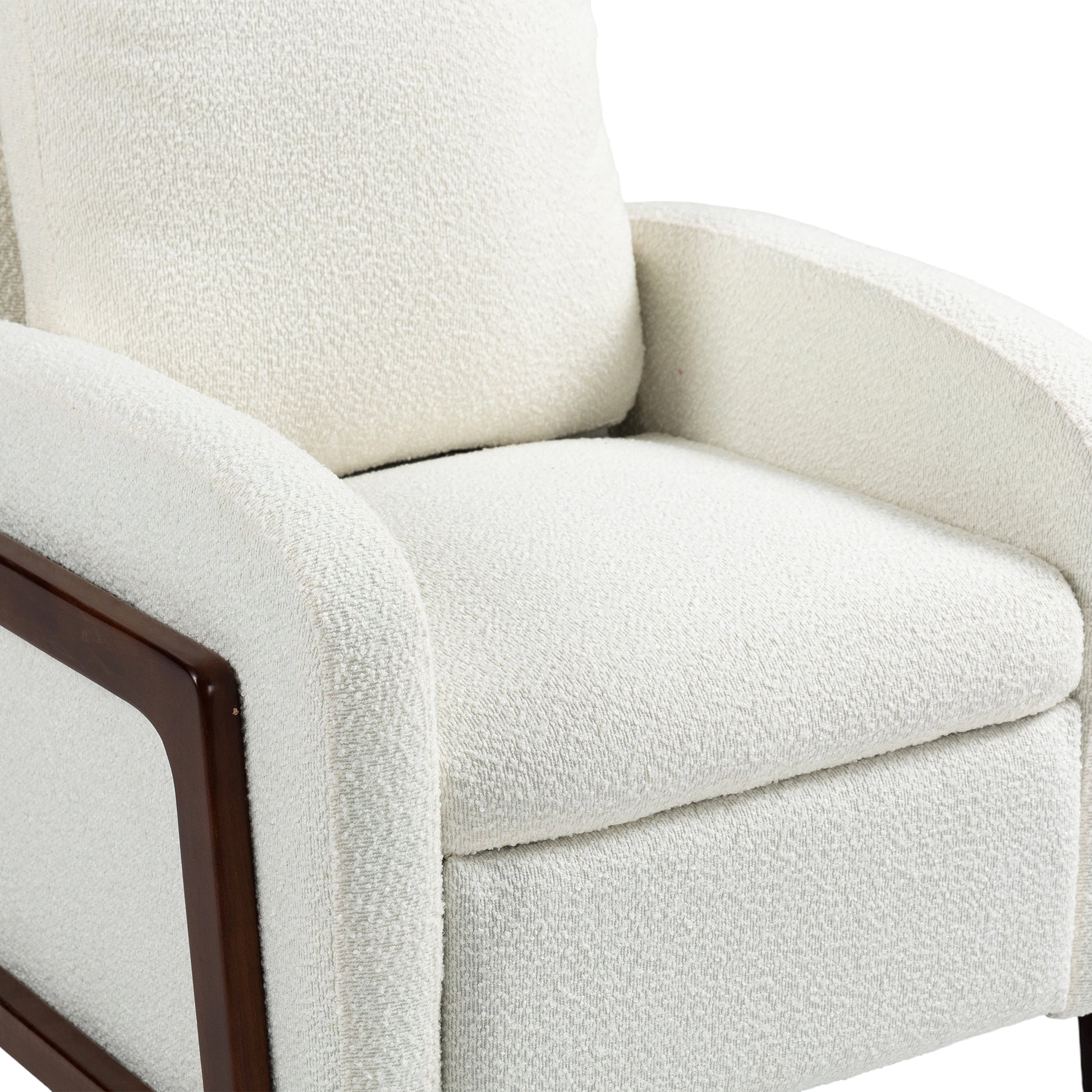 Coolmore Recliner Chair Adjustable Home Theater Single Fabric Recliner Sofa Furniture With Thick Seat Cushion And Backrest Modern Living Room Recliners Beige Boucle