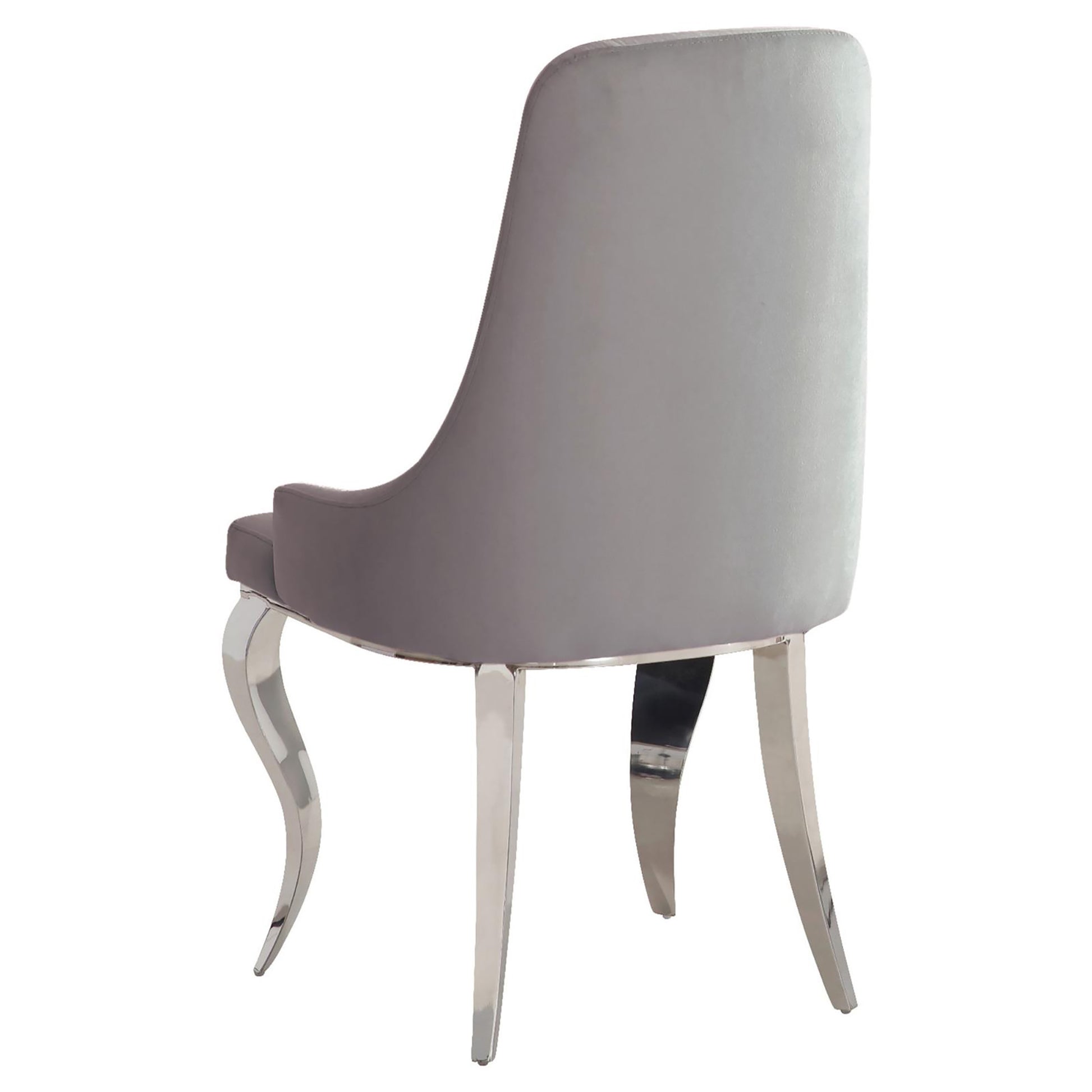 Grey And Chrome Upholstered Back Dining Chairs Set Of 2 Solid Grey Dining Room Polished Foam Spot Clean Contemporary,Modern Arm Chair Solid Back Foam Velvet