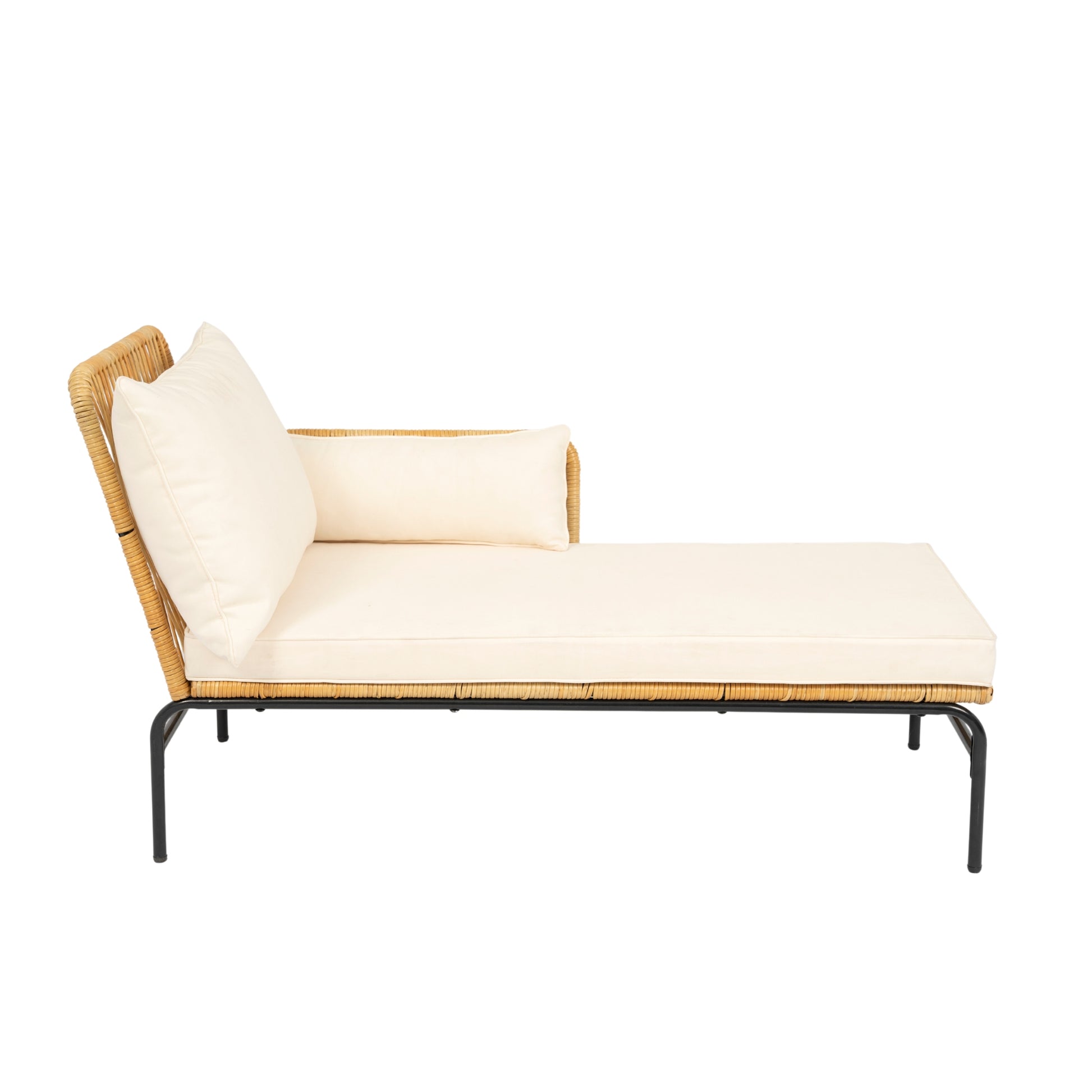 3 Pieces Outdoor Patio Wicker Furniture Sets Table And Chairs With 3.15 Inches Thick Cushion Outdoor Sofa Set Natural Yellow Wicker Creme Cushion Yes Complete Patio Set Light Yellow Rust Resistant Frame Mildew Resistant Cushion Garden & Outdoor Modern