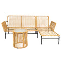 3 Pieces Outdoor Patio Wicker Furniture Sets Table And Chairs With 3.15 Inches Thick Cushion Outdoor Sofa Set Natural Yellow Wicker Creme Cushion Yes Complete Patio Set Light Yellow Rust Resistant Frame Mildew Resistant Cushion Garden & Outdoor Modern