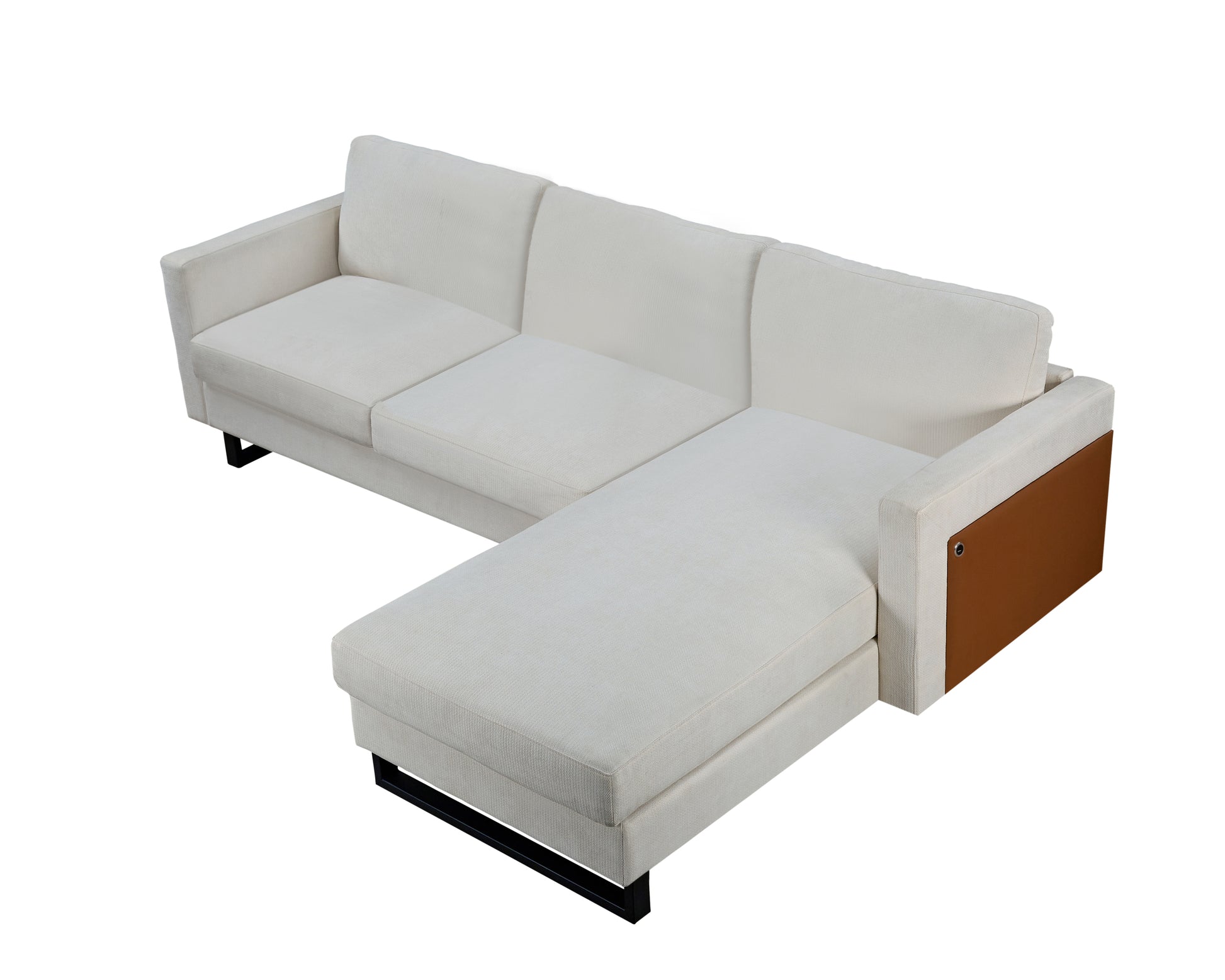 Sofa The Best Choice Products Upholstered Sectional Sofa For Families, Apartments, Dormitories, Award Rooms, Compact Space With Chaise Longue, 3 Seats, L Shaped Design, Off White Cream White Linen Dining Room Medium Soft Metal & Wood 3 Seat