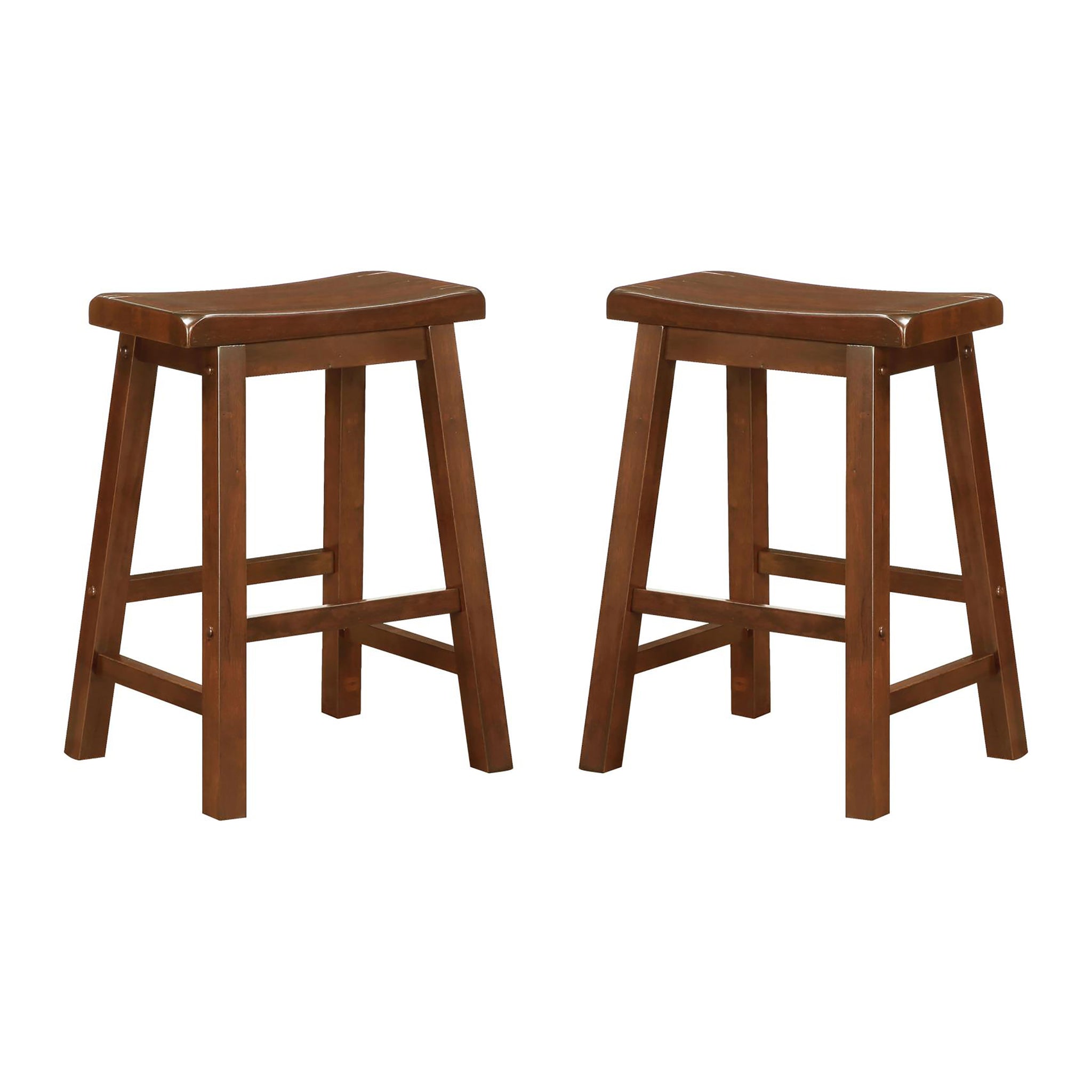 Chestnut Counter Height Stools Set Of 2 Solid Brown Brown Dining Room Wipe Clean Transitional Rubberwood Wood