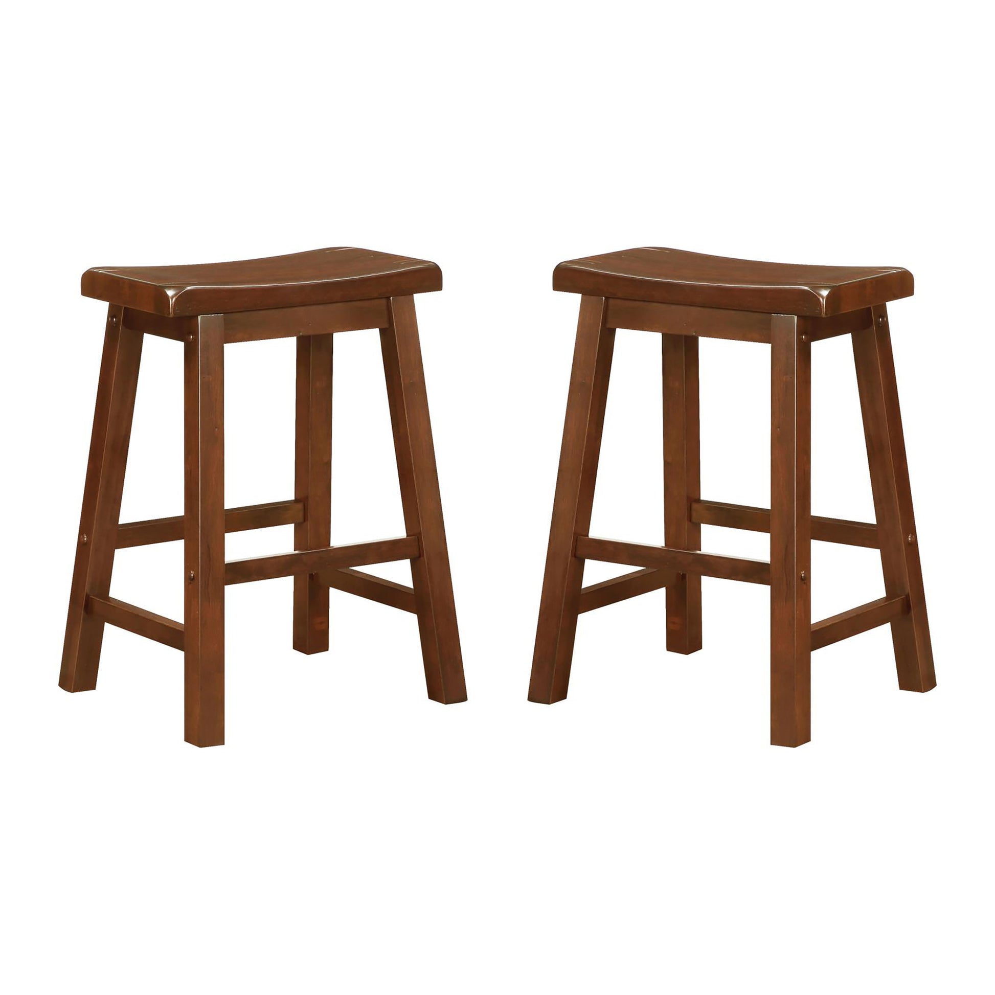 Chestnut Counter Height Stools Set Of 2 Solid Brown Brown Dining Room Wipe Clean Transitional Rubberwood Wood