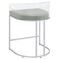 Grey And Chrome Acrylic Back Stools Set Of 2 Solid Grey Dining Room Foam Spot Clean Contemporary,Modern Bar Stools Solid Back Foam Faux Leather
