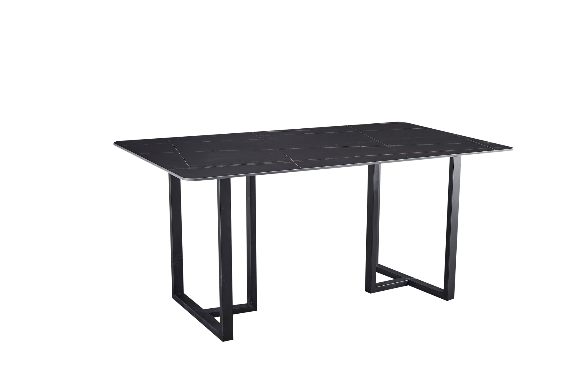 Carbon Steel Dining Table With Lauren Black Gold Stone Surface Supports Up To 64 Kg Excluding Chairs Black Gold Carbon Steel