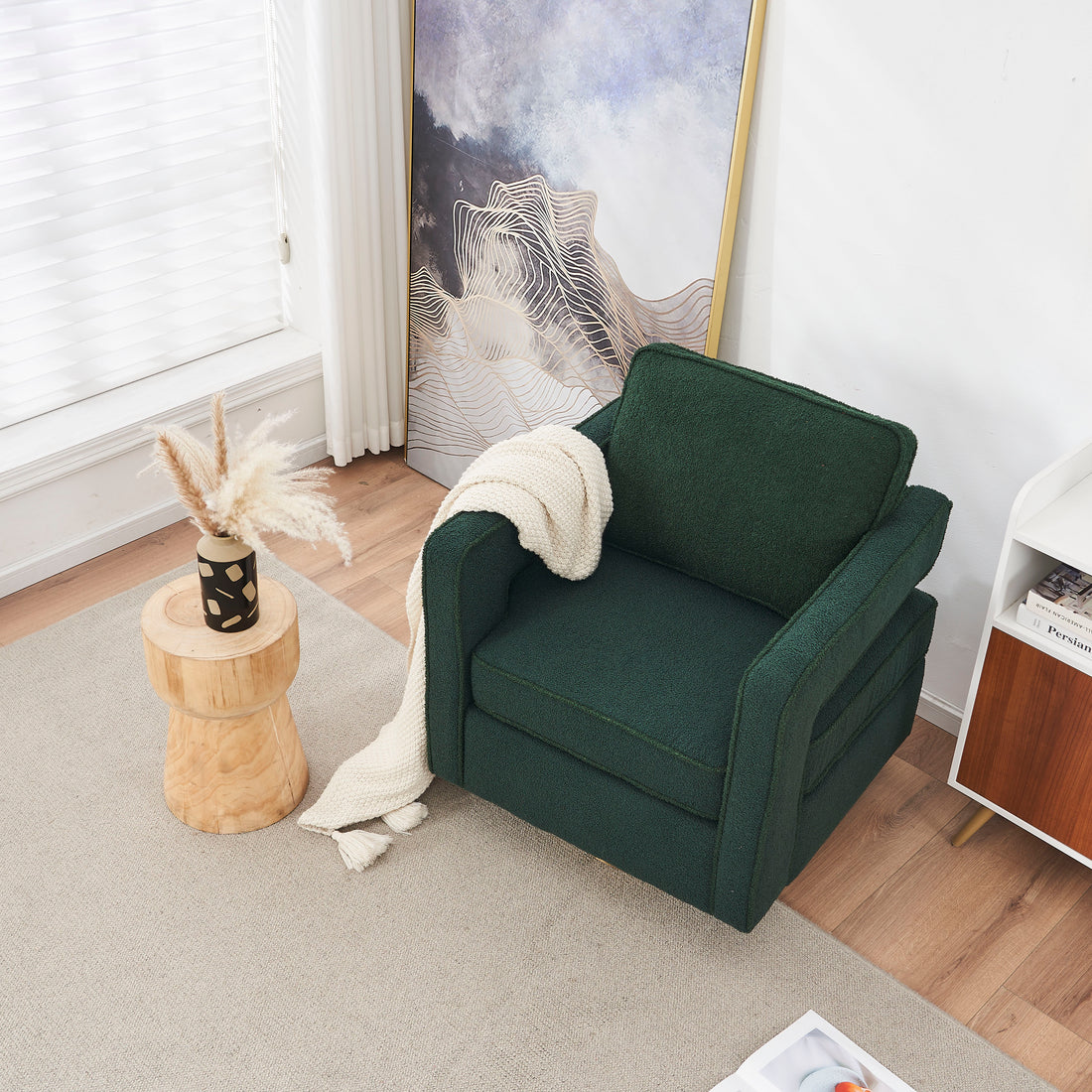 Swivel Barrel Chair For Living Room,360 Degree Swivel Club Modern Accent Single Sofa Chair, Small Leisure Arm Chair For Nursery, Hotel, Bedroom, Office Green Primary Living Space Modern Faux Fur