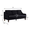 Modern 3 Person Seat Sofa Couch With Scooped Armrest Wood Legs,Upholstered Velvet 3 Seat Sofa With Removable Cushions For Livingroom Bedroom,Black Black Espresso Velvet Wood Primary Living Space