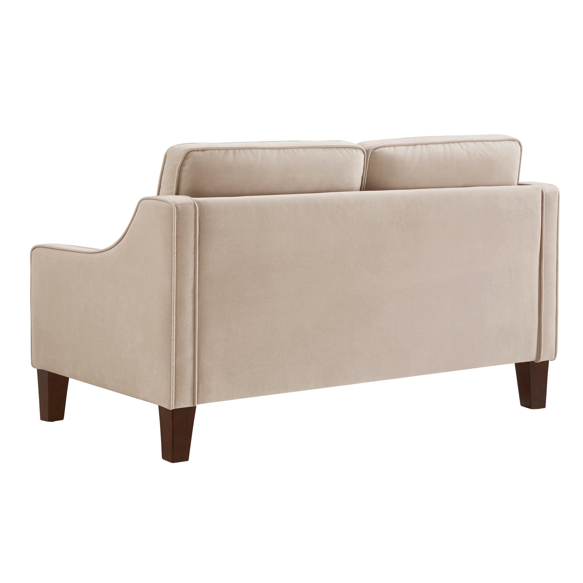 Modern Loveseat Sofa For Living Room, Upholstered Velvet Small Couch With Wooden Legs For Livingroom Bedroom, Taupe Taupe Espresso Velvet Wood Primary Living Space Medium Soft Cushion Back American Design Rubberwood Square Arms Foam Velvet 2 Seat