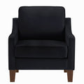 Modern Armchair, Living Room Single Seat Sofa Chair With Wooden Legs, Upholstered Velvet Accent Chair For Living Room, Bedroom,Black Black Espresso Velvet Wood Primary Living Space Medium Soft Cushion Back American Design Rubberwood Square Arms Foam