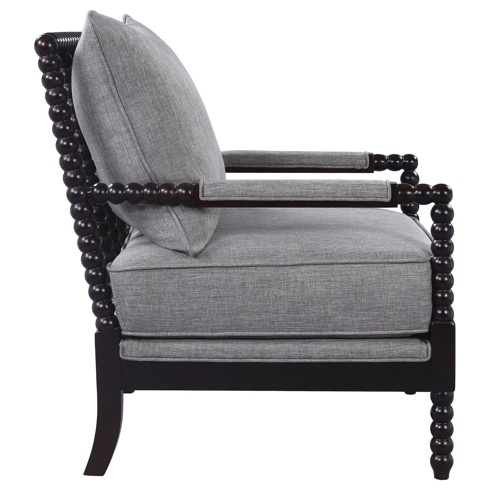 Grey And Black Removable Back Accent Chair Grey Brown Primary Living Space Traditional Rubberwood Foam Fabric