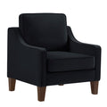 Modern Armchair, Living Room Single Seat Sofa Chair With Wooden Legs, Upholstered Velvet Accent Chair For Living Room, Bedroom,Black Black Espresso Velvet Wood Primary Living Space Medium Soft Cushion Back American Design Rubberwood Square Arms Foam