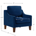 Modern Armchair, Living Room Single Seat Sofa Chair With Wooden Legs, Upholstered Velvet Accent Chair For Living Room, Bedroom,Navy Navy Espresso Velvet Wood Primary Living Space Medium Soft Cushion Back American Design Rubberwood Square Arms Foam Velvet