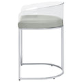 Grey And Chrome Acrylic Back Stools Set Of 2 Solid Grey Dining Room Foam Spot Clean Contemporary,Modern Bar Stools Solid Back Foam Faux Leather