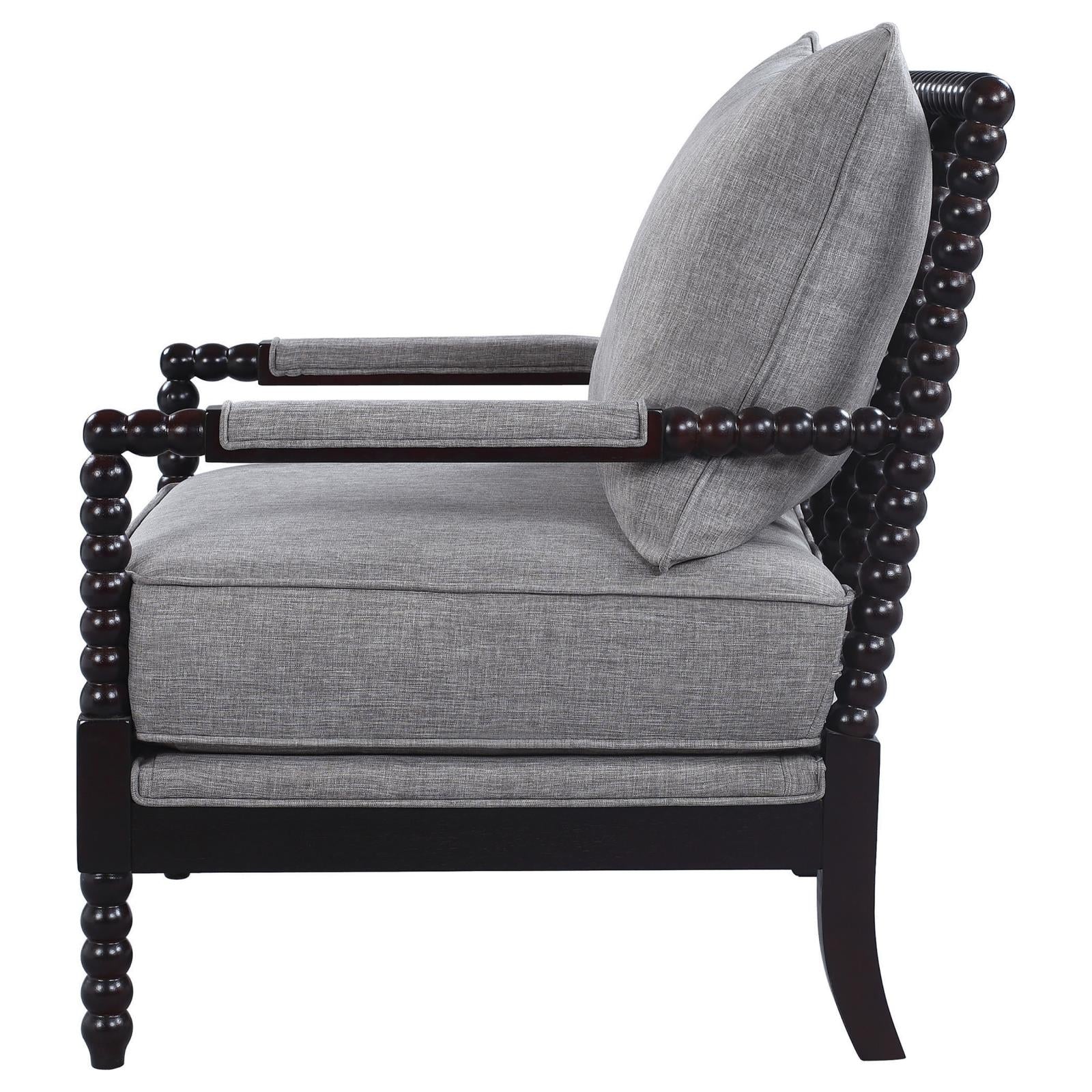 Grey And Black Removable Back Accent Chair Grey Brown Primary Living Space Traditional Rubberwood Foam Fabric