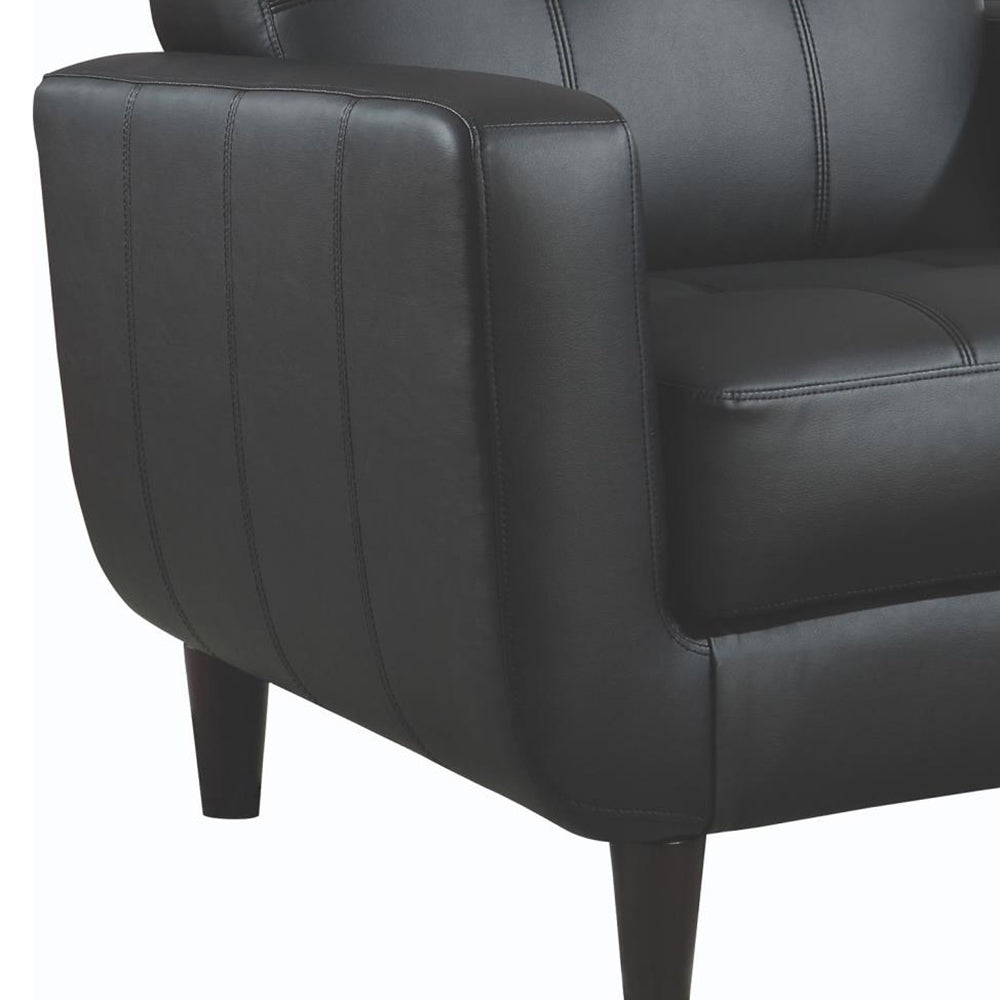 Black Track Arm Accent Chair Black Primary Living Space Contemporary,Modern Rubberwood Foam Faux Leather