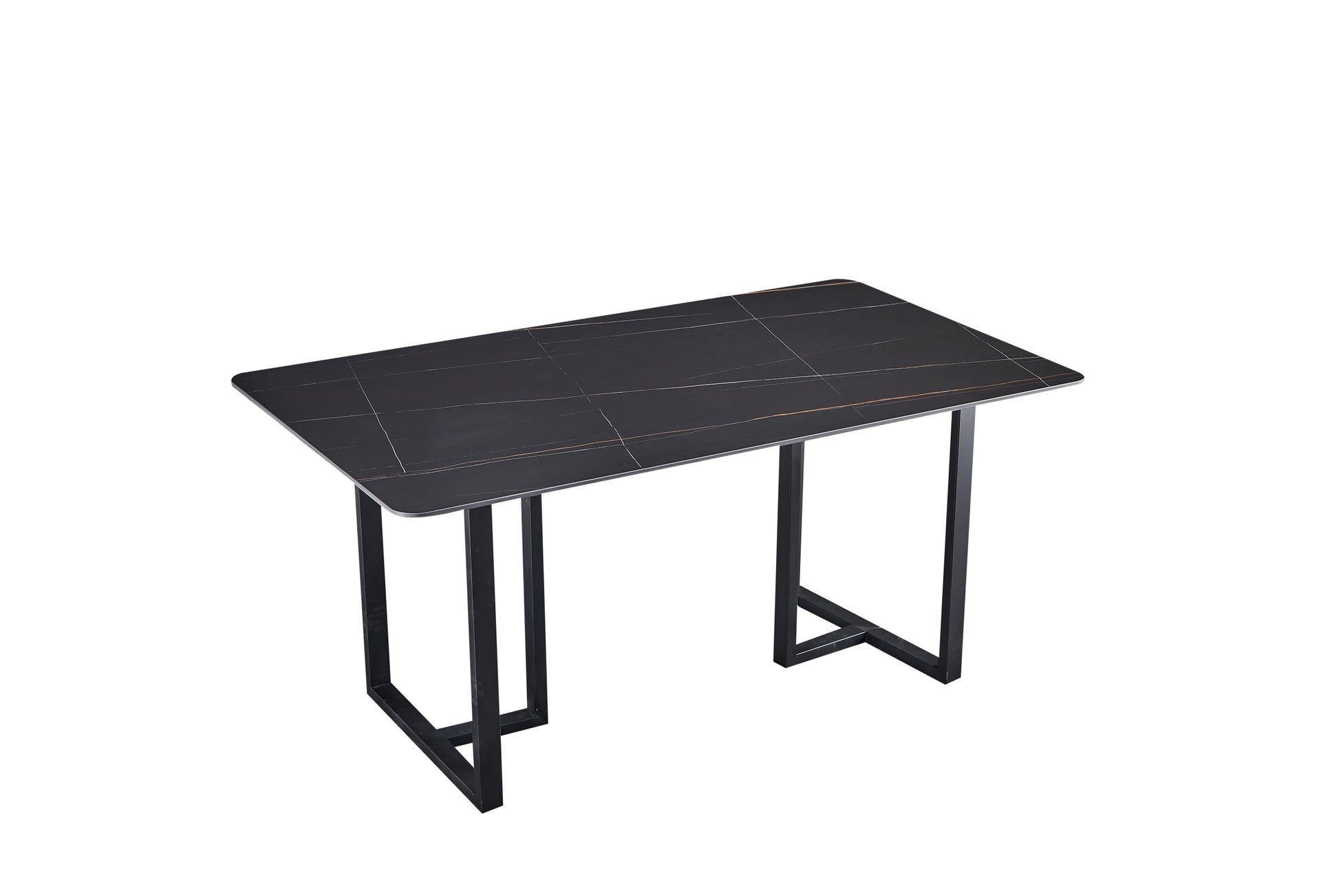 Carbon Steel Dining Table With Lauren Black Gold Stone Surface Supports Up To 64 Kg Excluding Chairs Black Gold Carbon Steel