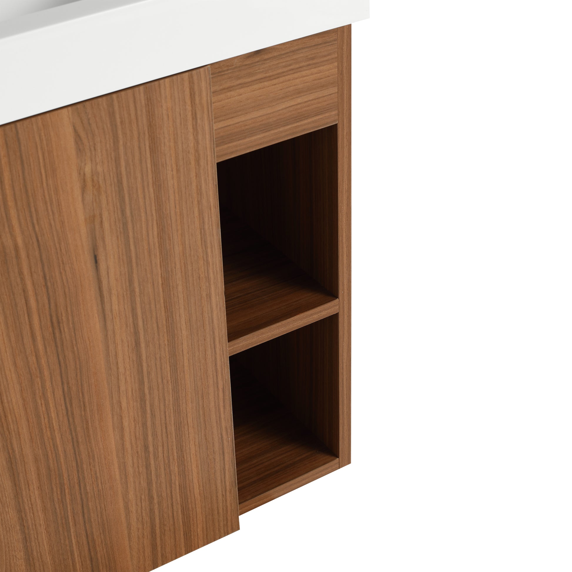 20'' Floating Wall Mounted Bathroom Vanity With White Resin Sink & Soft Close Cabinet Door Walnut 1 1 Soft Close Doors Bathroom Wall Mounted Modern Plywood Plywood