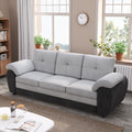 81.9 Large Size Three Seat Sofa,Modern Upholstered,Black Leather Paired With Light Gray Velvet Black Gray Velvet Wood Primary Living Space Medium Firm Modern Eucalyptus Polyurethane Foam Eucalyptus
