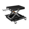 Motorcycle Lift Scissor Jack Steel Wide Deck Hoist Crank Center Stand 1100 Lbs Capacity For Motorcycles, Atvs, Dirt Bikes Black And Silver Steel