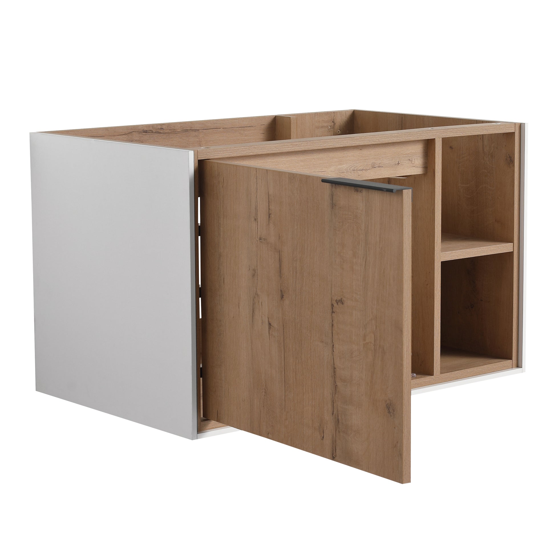 30'' Floating Wall Mounted Bathroom Vanity, Soft Close Cabinet Door Only Vanity ,Without Basin Imitative Oak 1 2 Soft Close Doors Bathroom Wall Mounted Modern Plywood