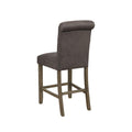 Grey And Rustic Brown Upholstered Counter Height Stools Set Of 2 Solid Grey Brown Dining Room Foam Spot Clean Farmhouse,Rustic Bar Stools Rubberwood Tufted Back Foam Fabric