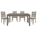 Weathered Gray Finish Rustic Style Dining Set 5Pc Table And 4 Side Chairs Set Padded Seat Transitional Wooden Furniture Wood Gray Seats 4 Wood Dining Room Rustic,Transitional 4 Leg Rectangular Dining Table With Chair Wood