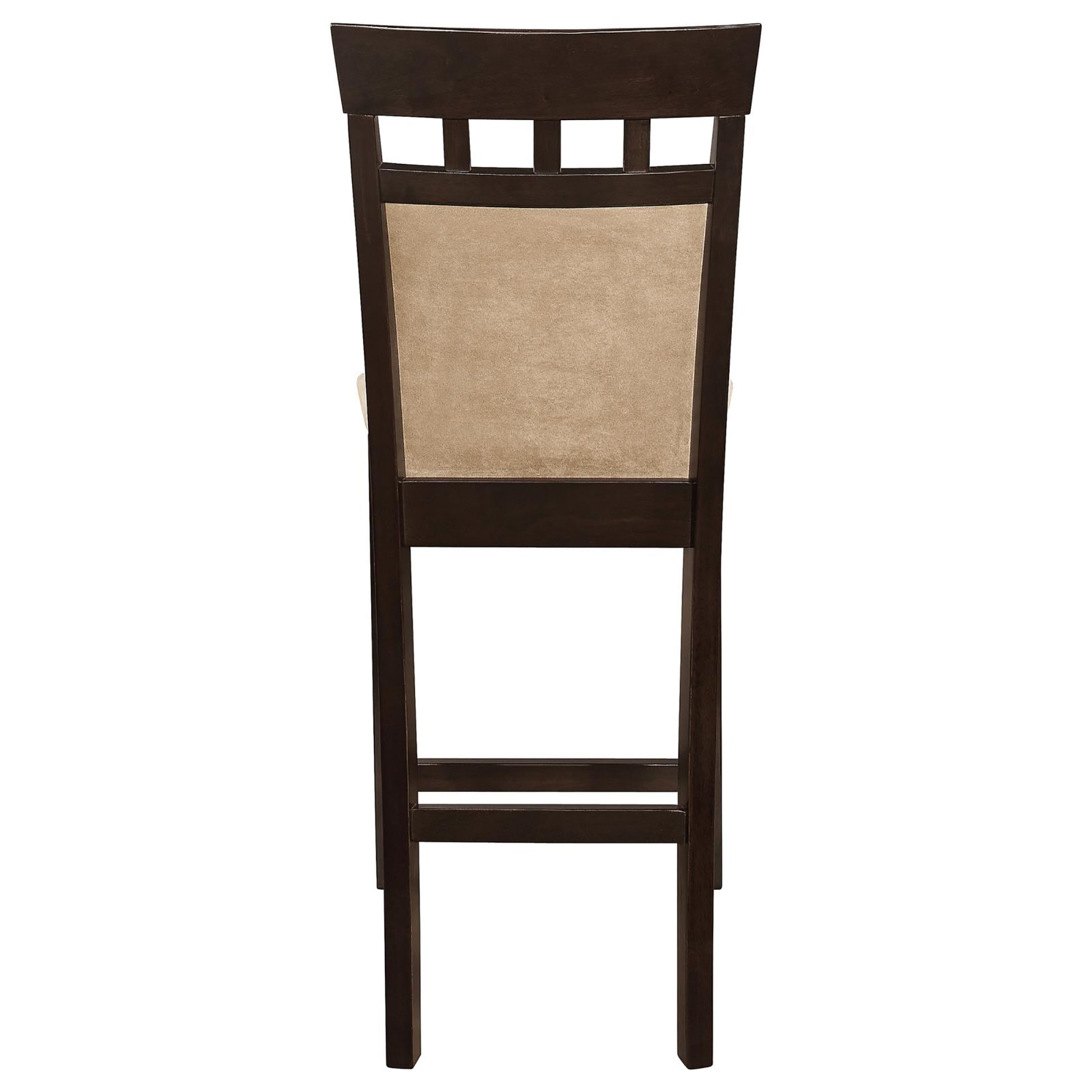 Beige And Cappuccino Upholstered Counter Height Stools Set Of 2 Solid Beige Brown Brown Dining Room Foam Spot Clean Transitional Solid Back Foam Microfiber