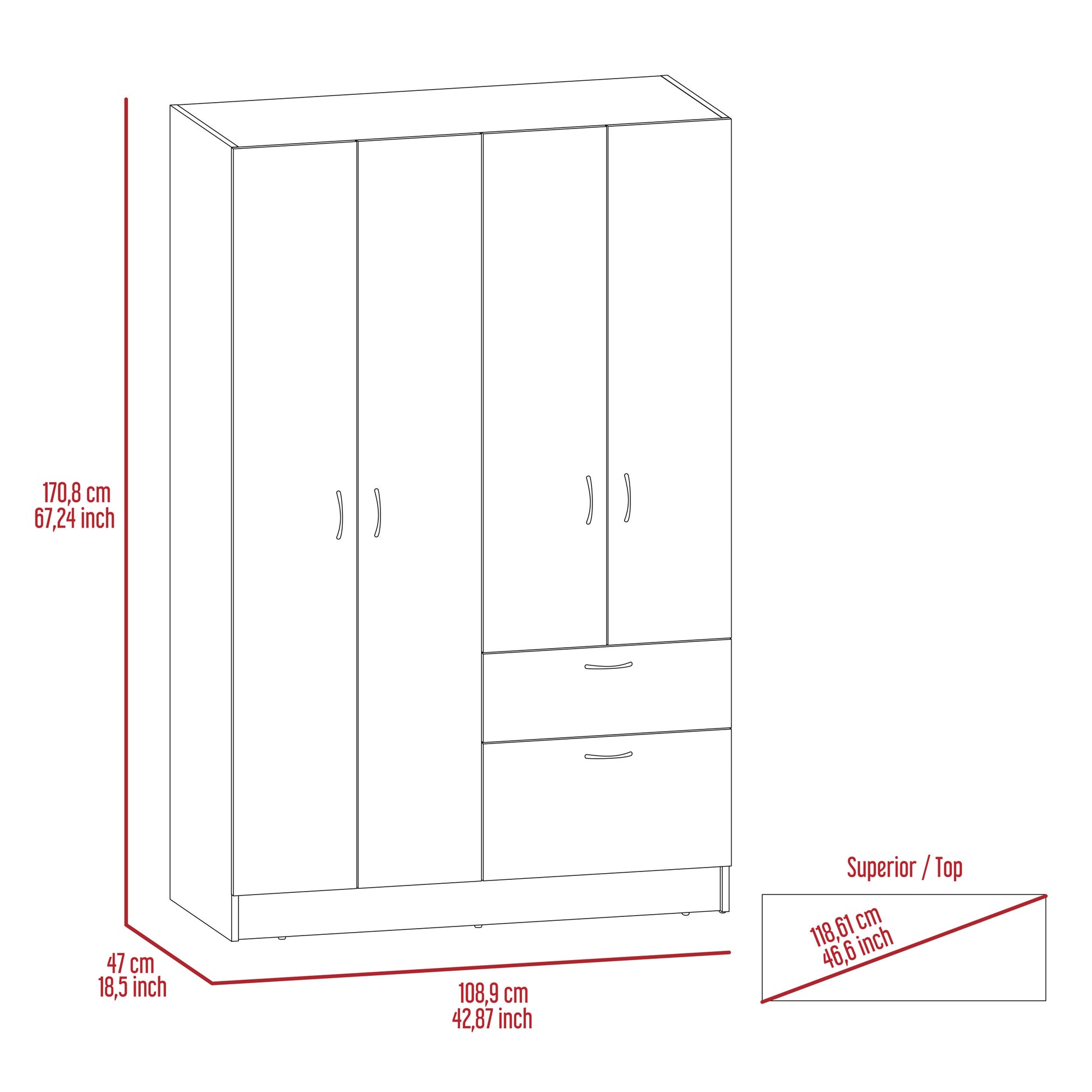 Armoire Alpes, Bedroom, Black White White Black Particle Board Particle Board