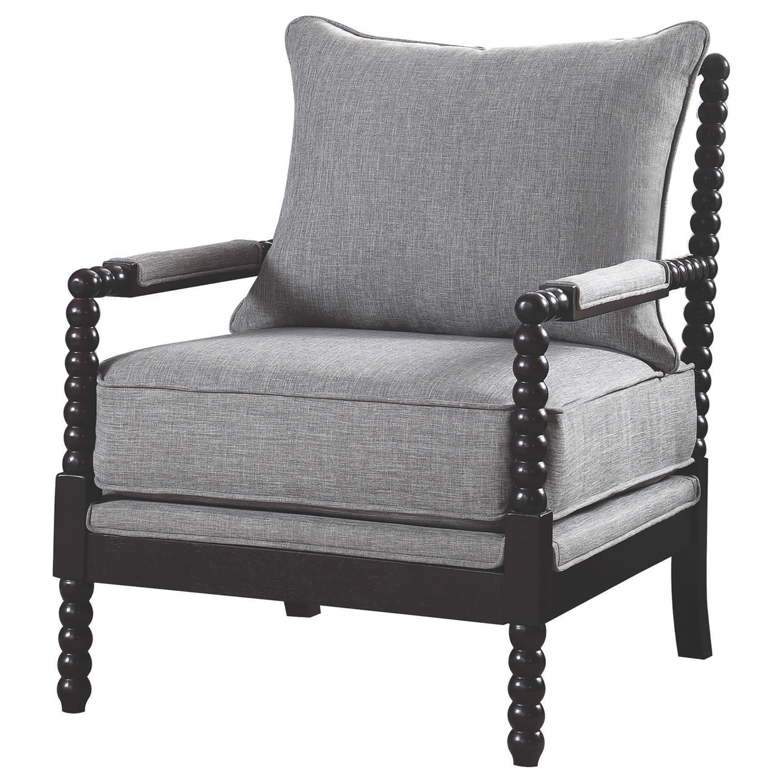 Grey And Black Removable Back Accent Chair Grey Brown Primary Living Space Traditional Rubberwood Foam Fabric