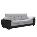81.9 Large Size Three Seat Sofa,Modern Upholstered,Black Leather Paired With Light Gray Velvet Black Gray Velvet Wood Primary Living Space Medium Firm Modern Eucalyptus Polyurethane Foam Eucalyptus