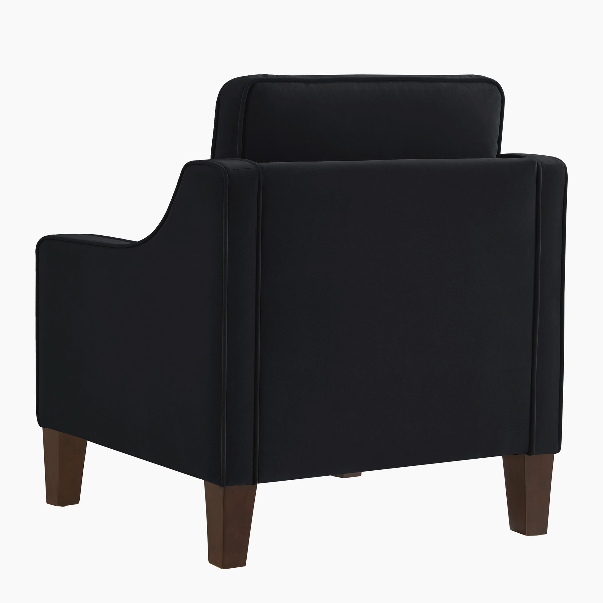 Modern Armchair, Living Room Single Seat Sofa Chair With Wooden Legs, Upholstered Velvet Accent Chair For Living Room, Bedroom,Black Black Espresso Velvet Wood Primary Living Space Medium Soft Cushion Back American Design Rubberwood Square Arms Foam
