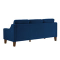 Modern 3 Person Seat Sofa Couch With Scooped Armrest Wood Legs,Upholstered Velvet 3 Seat Sofa With Removable Cushions For Livingrooom Bedroom,Navy Navy Espresso Velvet Wood Primary Living Space Medium Soft Cushion Back American Design Rubberwood Square