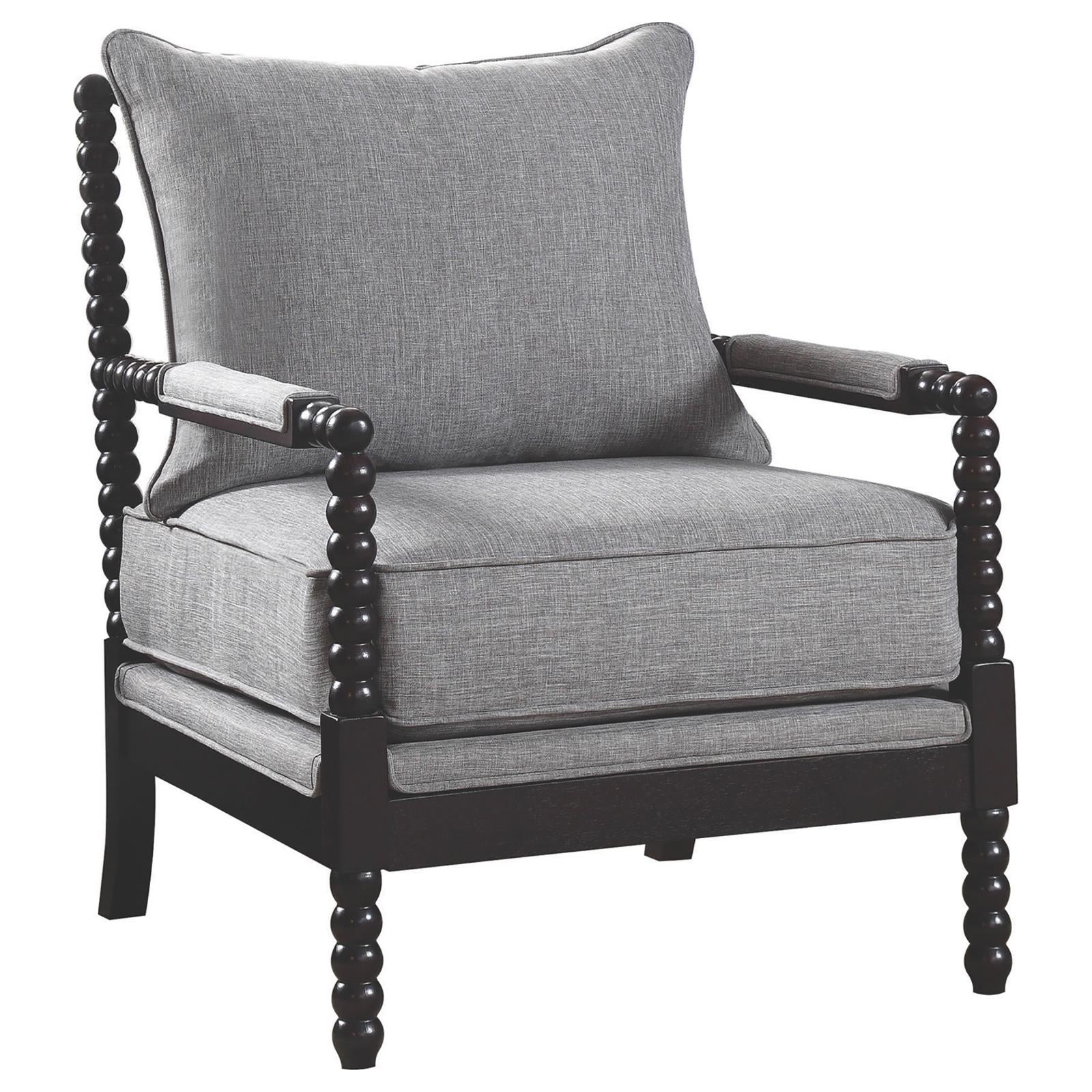 Grey And Black Removable Back Accent Chair Grey Brown Primary Living Space Traditional Rubberwood Foam Fabric