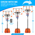 Portable Basketball Goal System With Stable Base And Wheels, Use For Indoor Outdoor Teenagers Youth Height Adjustable 5.6 To 7Ft Basketball Hoop 28 Inch Backboard Orange Sporty Iron