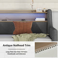 Twin Size Daybed With Storage Drawers, Upholstered Daybed With Charging Station And Led Lights, Gray Old Item W1580S00034 Twin Gray Linen
