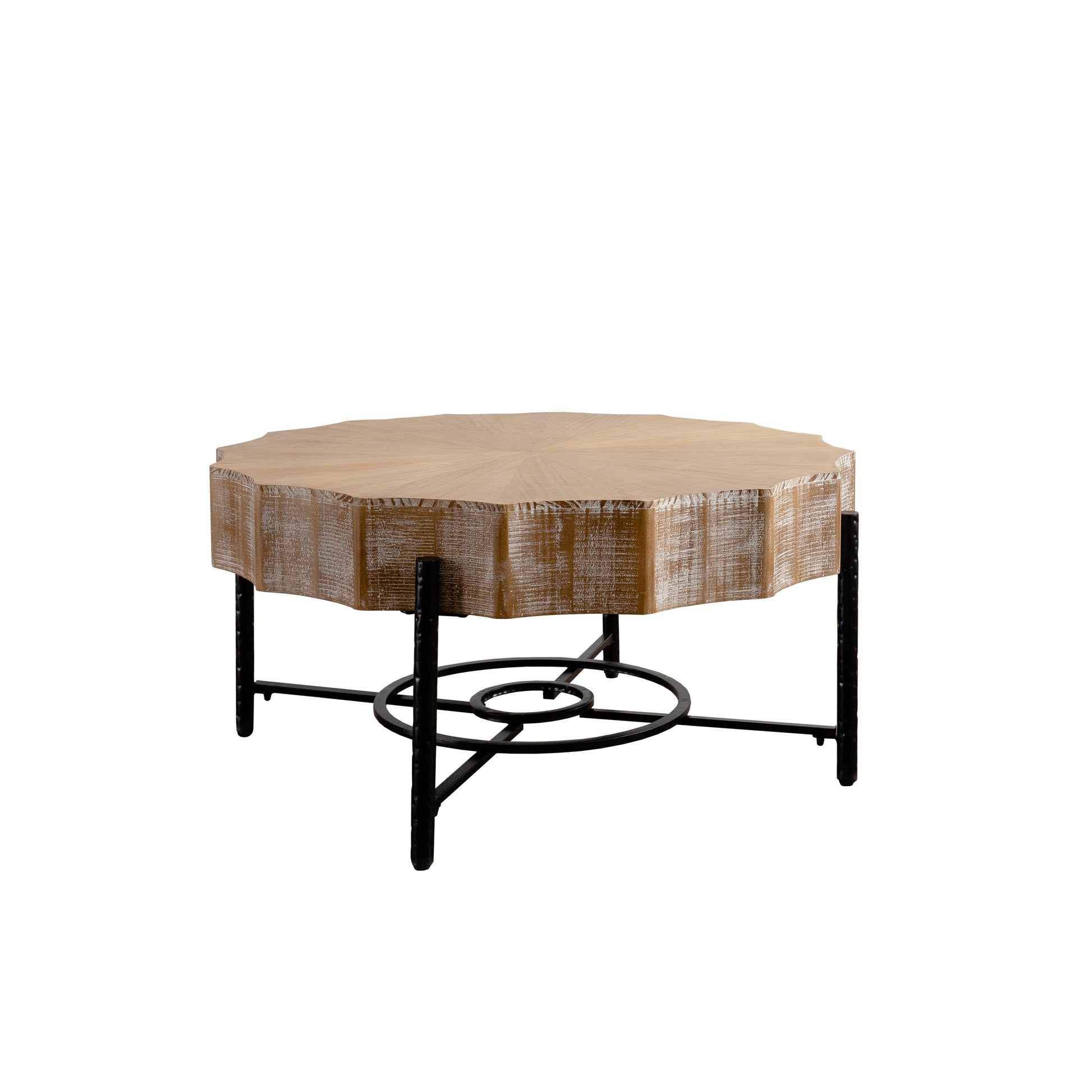 31.5 "Vintage Patchwork Lace Shape Coffee Table With Natural Pine Grain Table Top And Dimpled Metal Cross Legs, Cedar Coffee Table Set Set Of 2 Natural Black Wood Metal